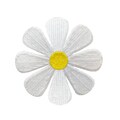 4" White Daisy Flower with Yellow Pistil, Embroidered, Iron on Patch